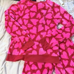 Cat & Jack Pink and Red Heart Pajama Set